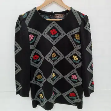 12.20 S678P 빈티지 니트 튜닉 꽃무늬