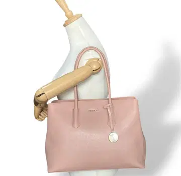 새상품급 A4 수납 훌라 토트백 비즈니스 가죽 숄더 핑크 천연 가죽