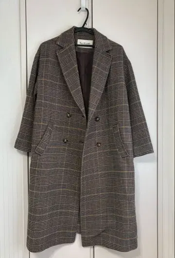 Ray BEAMS 체크 무늬 더블 브레스트 체스터 코트