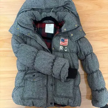 미국 국기 자수 후드 부착 다운 자켓