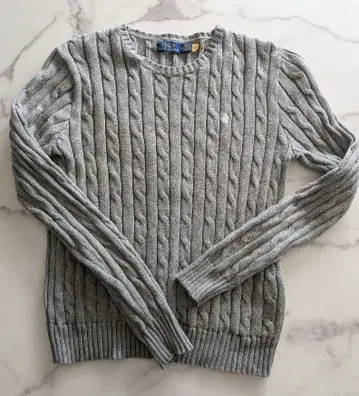 폴로 랄프로렌 코튼 케이블 니트 라이트 그레이 M 사이즈