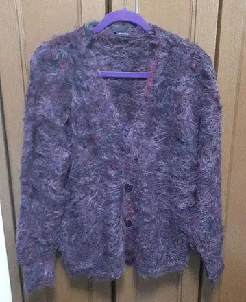 지나시스 슬라브 니트 퍼 V 가디건 퍼플 계열