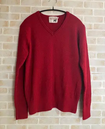새상품급 알파카 100% V넥 니트 스웨터 빨간색 탑밸류 M