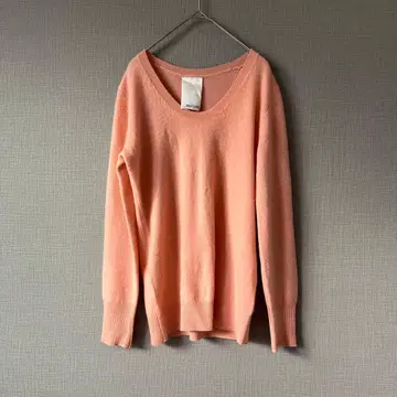 윔 가젯 캐시미어 100 U넥 니트 풀오버 스웨터 핑크