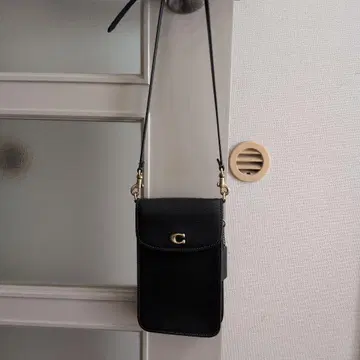 블랙 가죽 스마트폰 숄더백