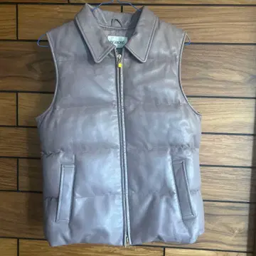 가격 인하 가능. INCEBORG 연보라 핑크 가죽 다운 베스트 양가죽