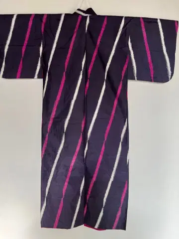 [새상품급] 명선 순수 실크 기모노 사선 스트라이프