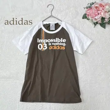 아디다스 반팔 래글런 T셔츠 y2k 스포츠 믹스 브라운 x 화이트 M