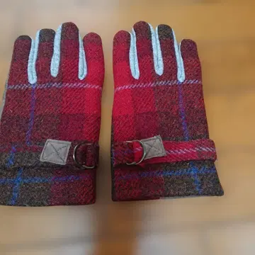 울과 스웨이드 체크 무늬 장갑