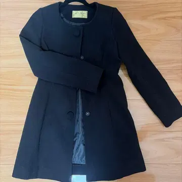 블랙 롱 코트 울 혼방