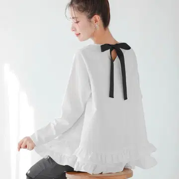 Fit more 2단 프릴 백리본 풀오버