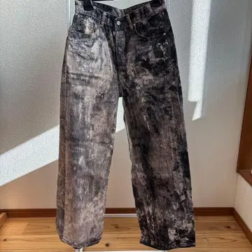 와이드 레그 데님 팬츠 블랙 그레이