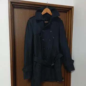 다크 그레이 더블 브레스트 피 코트