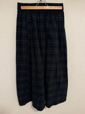 체크 플리츠 롱 스커트