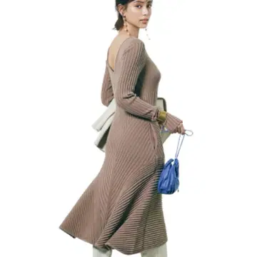 스타일링*절개 리브 2way 아름다운 핏 플레어 니트 원피스