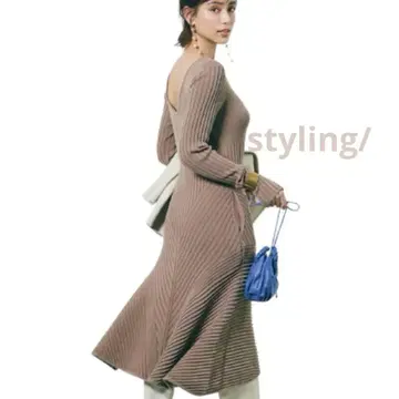 스타일링*절개 리브 2way 아름다운 핏 플레어 니트 원피스