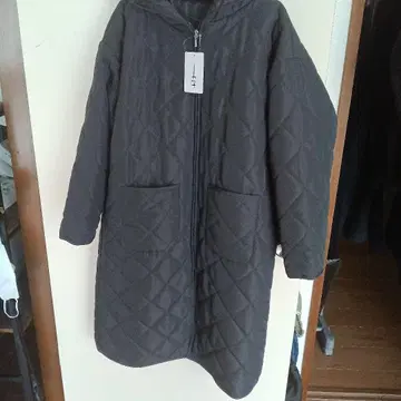 퀼팅 롱 코트 블랙