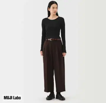 MUJI Labo 무인양품 코튼 캐시미어 크루넥 티셔츠 완판 블랙