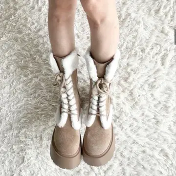 스웨이드 무스탕 레이스업 부츠