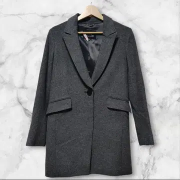 쿠 드 샹스 38 M 체스터 코트 그레이 차콜 캐시미어 x 울
