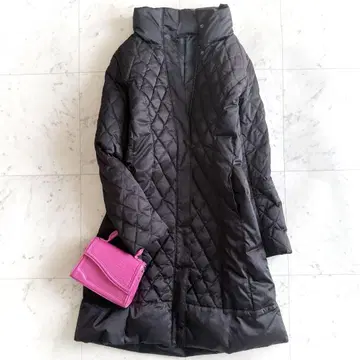 새상품급 아나이 퀼팅 스탠드 카라 롱 기장 다운 코트 블랙
