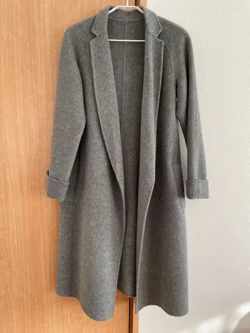 그레이 롱 코트 사이드 포켓 포함