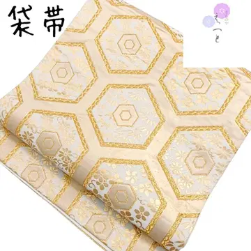 후쿠로 오비 꽃무늬 육각형 금 베이스