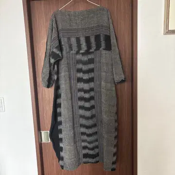 그레이 블랙 스트라이프 롱 원피스