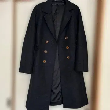 theory 더블 브레스트 체스터 코트 블랙