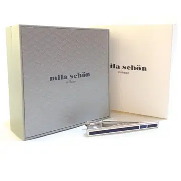 mst21 새상품 밀라 쇤 넥타이핀 타이 바 실버 x 네이비 블루