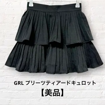 [새상품급] GRL 그레일 플리츠 티어드 큐롯 블랙 S