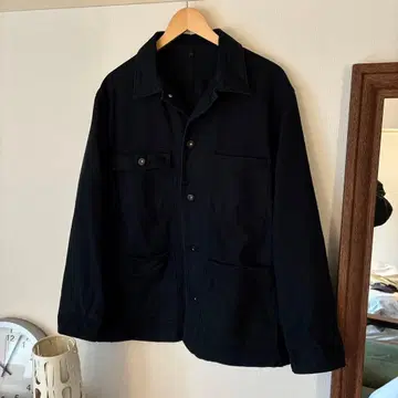 무인양품 나무 열매로 만든 카포크 혼방 캔버스 커버올 블랙 L