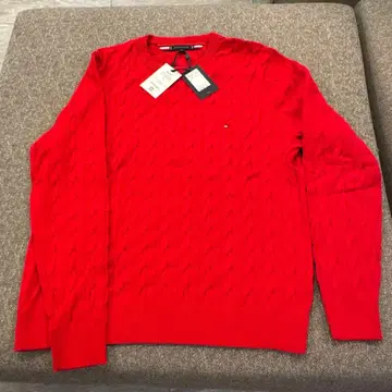 Tommy Hilfiger 케이블 짜임 스웨터 XXL 레드