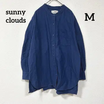 sunny clouds 면 100% 네이비 밴드 카라 셔츠 긴팔 코튼