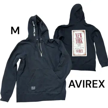 AVIREX 하프 지퍼 블랙 후드티 M 사이즈