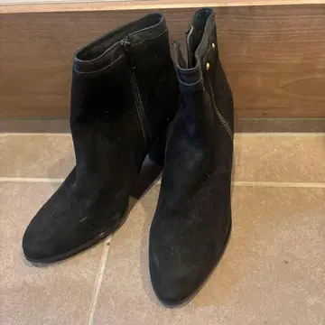 블랙 스웨이드 지퍼 부츠 23.5cm