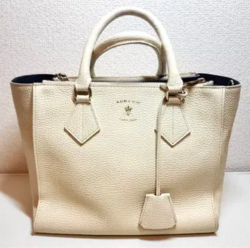 새상품급 ADMJ 가죽 토트백 아이보리 계열