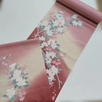 No.62 순수 실크 옷감 크레이프 원단 부착형 핑크 그라데이션 꽃