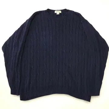 90s 에디 바우어 코튼 케이블 니트 화이트 택 XL