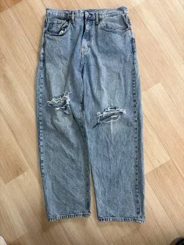 GAP 배기 핏 데미지 데님 팬츠 31/30 라이트 블루