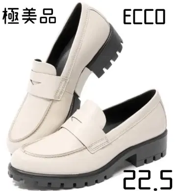 [ 컨디션 최상 ] 에코 코인 로퍼 화이트 가죽 통굽 22.5cm