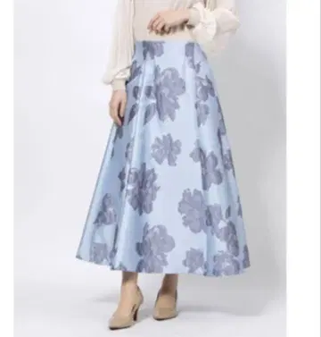 자카드 플레어 스커트 (라이트 블루) S