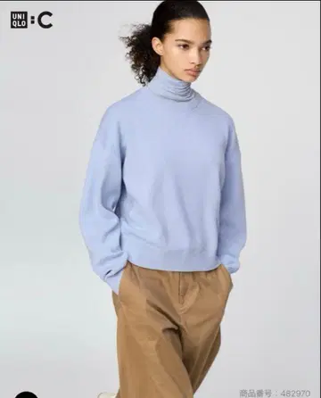 UNIQLO 스무스 코튼 크루넥 스웨터 M Blue