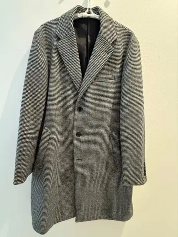 GU 울 블렌드 체스터 코트 MC 하운드투스 체크 패턴 자켓 XL