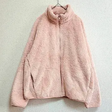 유니클로 퍼리 플리스 지퍼 자켓 폴리에스테르 100% 핑크 L