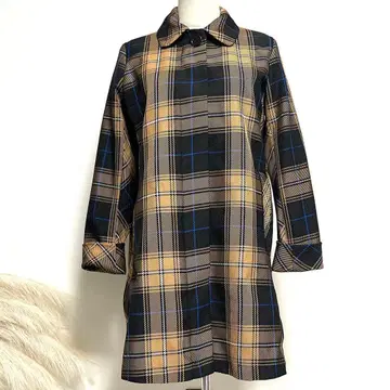 COTELAC 체크 무늬 스텐카라 코트 발마칸 코트 S