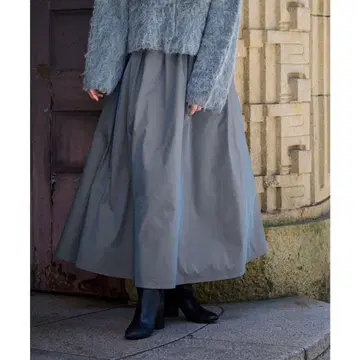 urs 유어스 샴브레이 플레어 스커트