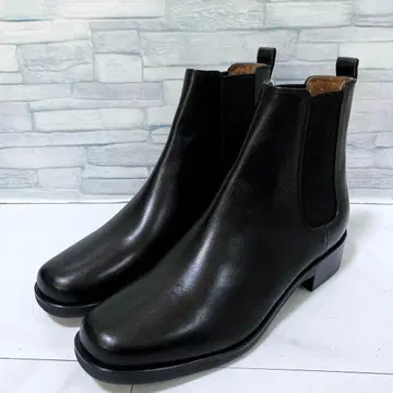 새상품 마가렛 엘르 사이드 고어 부츠 천연 가죽 블랙 블랙 24.5