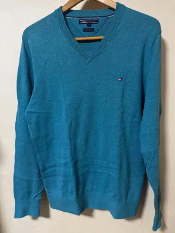 Tommy Hilfiger 코튼 V넥 스웨터 S 파랑