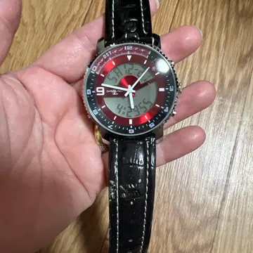 레드 블랙 아날로그 디지털 시계